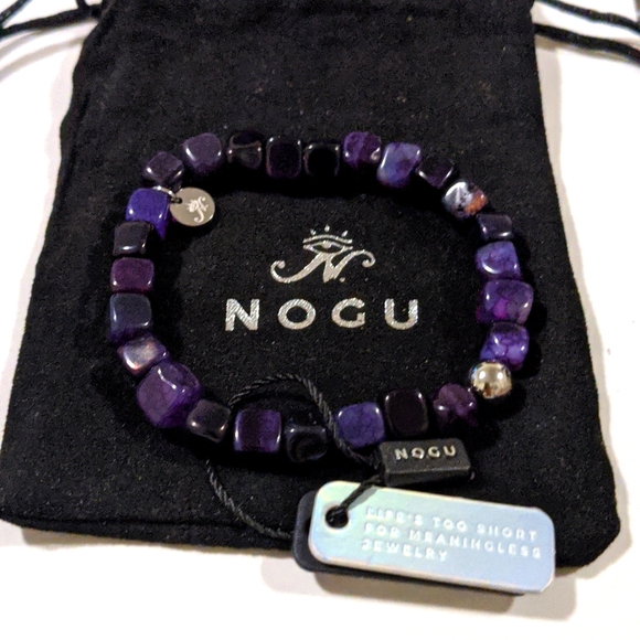 Nogu Purple Agate Gemstone Pebble Bracelet - Picture 2 of 2